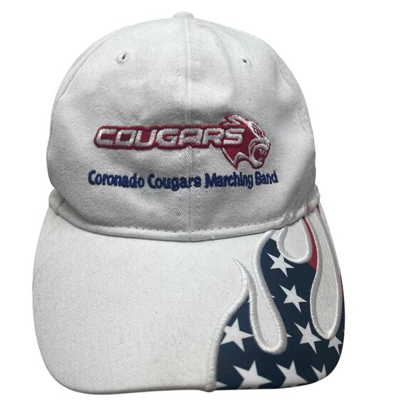 Coronado Cougars Marching Band Hat Mens OneWhite USA Flag Flames Embroidered - Picture 11 of 11
